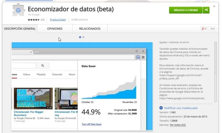 La extensión oficial de Google para ahorrar datos en Chrome llega al escritorio