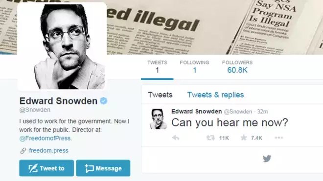 El provocador primer tuit de Edward Snowden