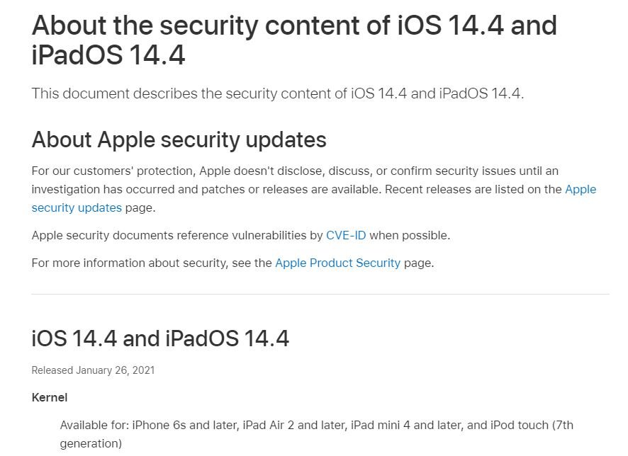 Encuentran vulnerabilidades "DÍA CERO" en múltiples versiones de IOS Apple26012021
