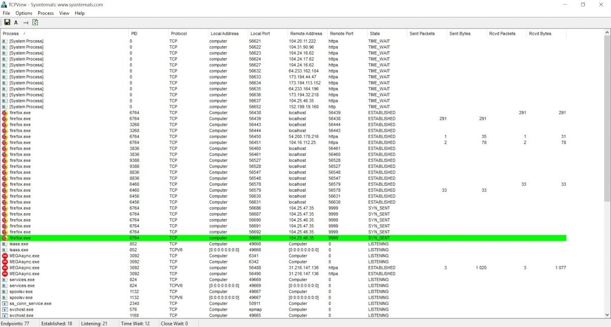 10 программ для взлома. Главное окно программы TCPVIEW. TCPVIEW.