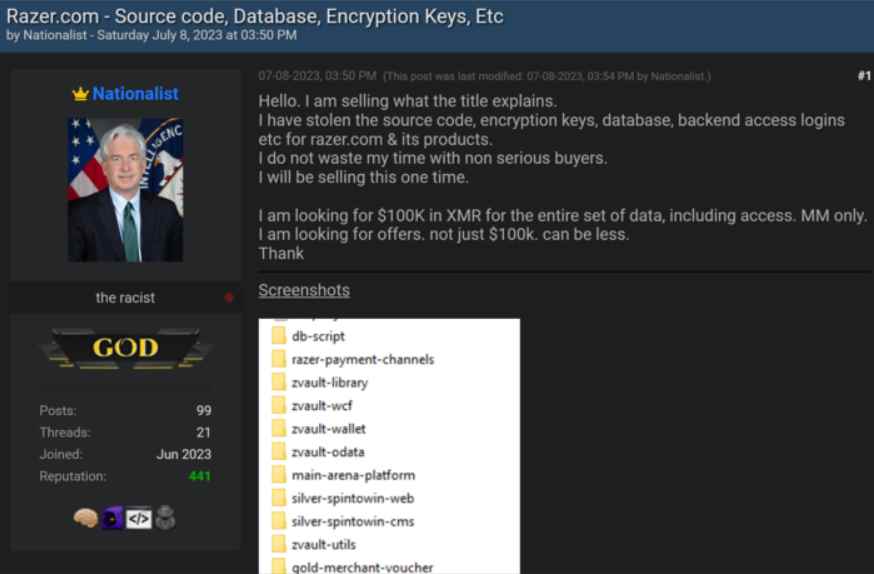 Código fuente, claves de cifrado, base de datos y credenciales de red de Razor hackeados